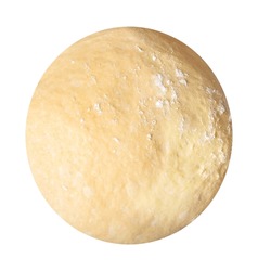 Fresh Raw Dough Ball Isolated On White Background, Top View.