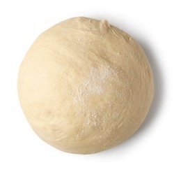 Fresh Raw Dough Ball Isolated On White Background, Top View