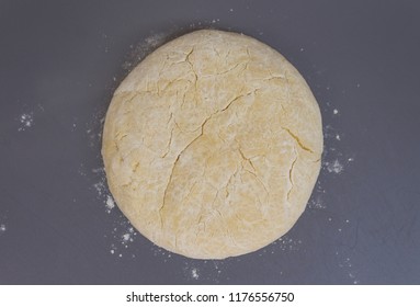 Fresh Raw Dough Ball Isolated On White Background, Top View, Dough