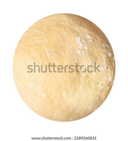 fresh raw dough ball isolated on white background, top view.