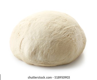 Fresh Raw Dough For Pizza Or Bread Baking Isolated On White Background