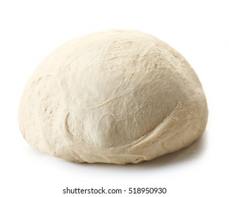 fresh raw dough for pizza or bread baking isolated on white background