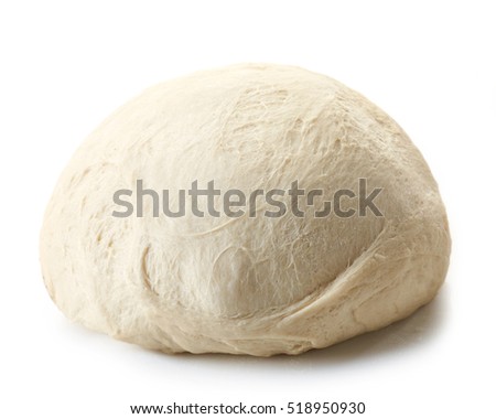 fresh raw dough for pizza or bread baking isolated on white background