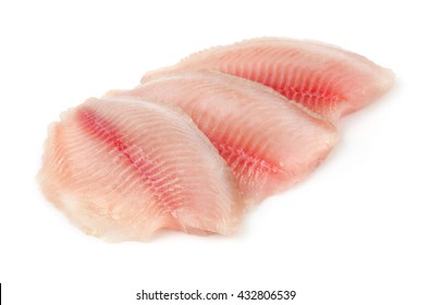 Fresh Raw Fish Fillet Isolated On White