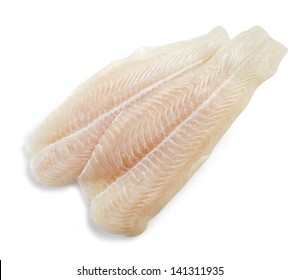 Fresh Raw Pangasius Fish Fillet On White Background