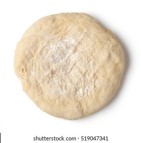 Fresh Raw Pizza Dough Isolated On White Background, Top View