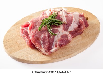 Fresh Raw Pork Neck Isolated On White