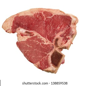 Fresh Raw Porterhouse Steak On A White Background