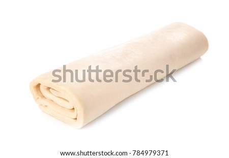 Fresh raw puff dough, isolated on white
