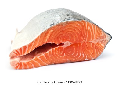 Fresh Raw Salmon Isolated On White Background