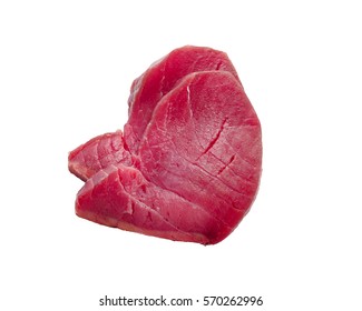 Fresh Raw Tuna Fish Steak. Two Tuna Steaks On White Background.