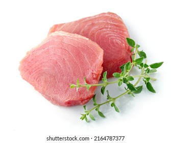 Fresh Raw Tuna Steak Isolated On White Background