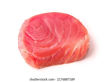 Fresh Raw Tuna Steak Isolated On White Background