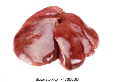 Fresh Raw Turkey Liver. Isolated On White. Cooking Food.