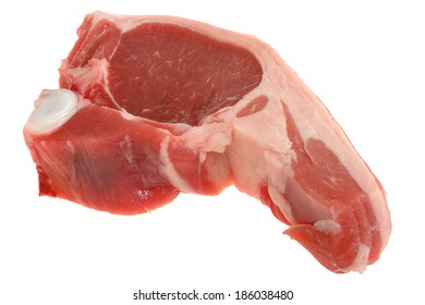 Fresh Raw Uncooked Lamb Chop, Isolated On White