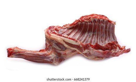 Fresh Raw Young Goat Meat Isolated On White Background