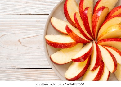 Fresh Red Apple Slice On Plate