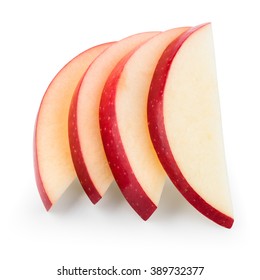 Fresh Red Apple. Slices Isolated On White. With Clipping Path.