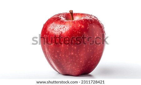 Fresh red apple with waterdrops on it isolated on white background. With clipping path