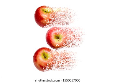 Fresh Red Apples Disintegrate To White For Concept Of Food Waste And Recycle Metaphor