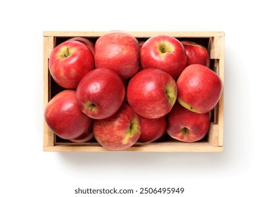 Fresh red apples in wooden crate isolated on white. Clipping path. - Powered by Shutterstock