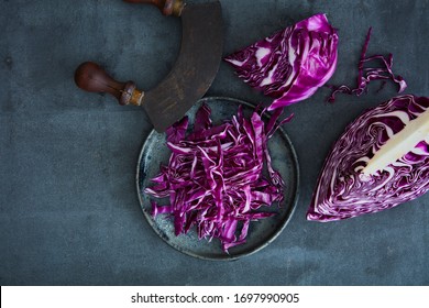 Fresh Red Cabbage Sliced And Chopped