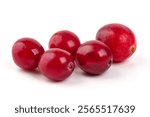 Fresh red cranberries isolated on white background