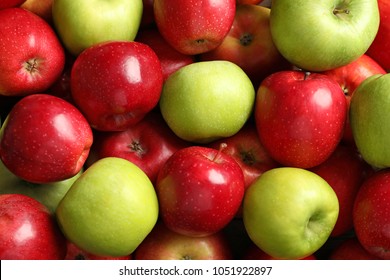 Fresh Red And Green Apples As Background