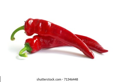 Fresh Red Hot Pepper On A White