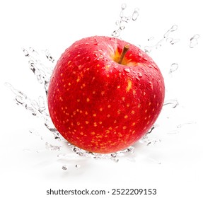 Fresh Red Japanese Apple falling in water splash isolated on white background, Red Apple with water drop on white background, With clipping path. - Powered by Shutterstock