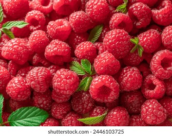 Fresh red ripe raspberries. Raspberries background. 