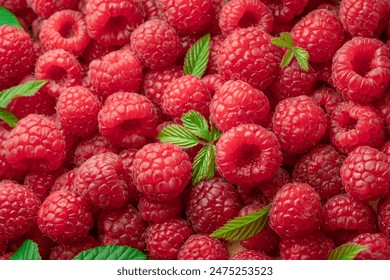 Fresh red ripe raspberries. Raspberries background. 