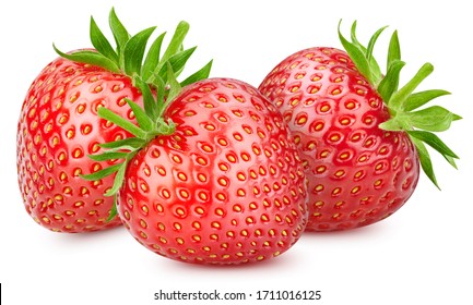 Fresh red ripe strawberries isolated on white background. Strawberries with clipping path - Shutterstock ID 1711016125