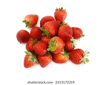 Fresh red ripe strawberry isolated on white, macro image  - Shutterstock ID 2313172319