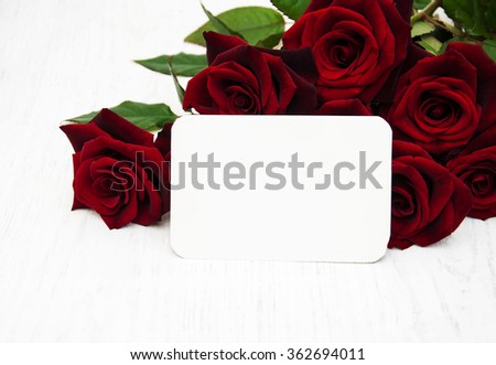 Fresh Red roses background and greeting card