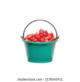 Fresh red strawberry fruit in green bucket isolated on white background , clipping path - Powered by Shutterstock