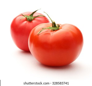 Fresh Red Tomatoes On The White Background