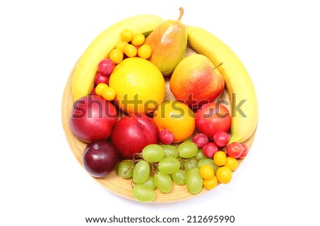 Image, Stock Photo Fruit plate with pear, apple and lemon