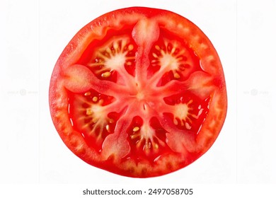 Fresh and ripe juicy tomato slice on white background - Powered by Shutterstock