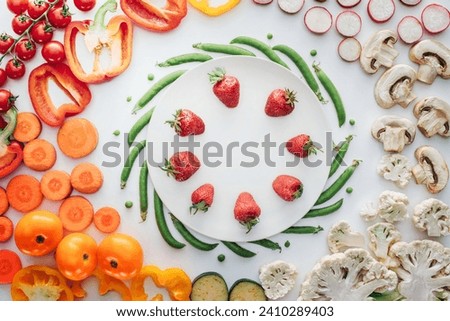 fresh ripe strawberries white plate