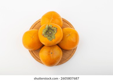 fresh ripe sweet persimmon fruit.