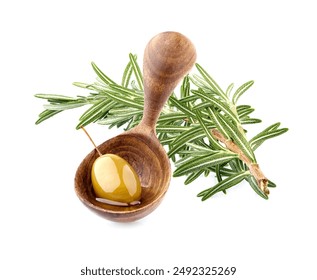 Fresh Rosemary  isolated on white background.  Spice fresh  with green olive closeup. - Powered by Shutterstock