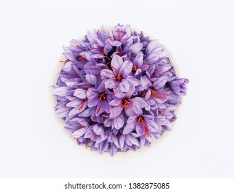 Fresh Saffron Flower In Bowl