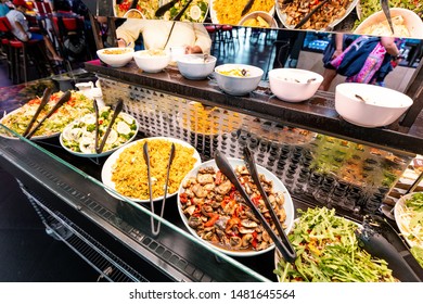 Fresh Salad Bar Without People At The Grocery Store