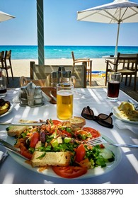 Fresh Salad And Beverages At A Carribean Beach Bar