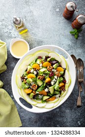 Fresh Salad With Bleu Cheese, Walnuts, Apples, Mandarin Oranges And Avocados