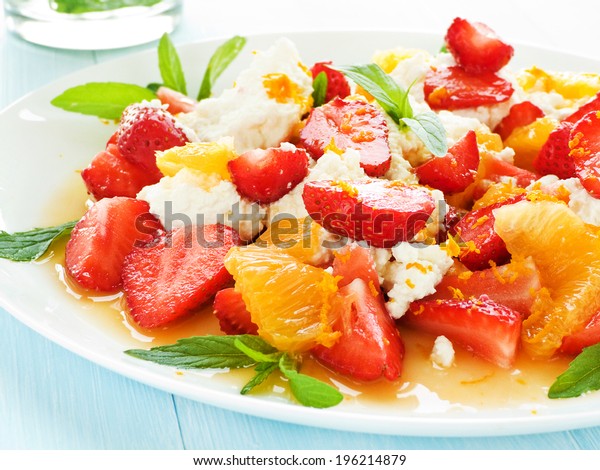 Fresh Salad Fruits Berries Cottage Cheese Stock Photo Edit Now