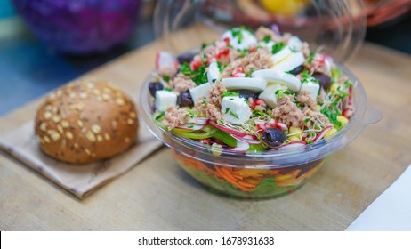 Fresh Salad To Go In Plastic Bowl 