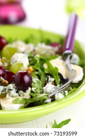 Fresh Salad With Grapes, Blue Cheese And Goat Cheese, Dressing With Walnut