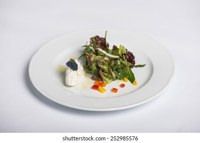 Fresh Salad And Ricotta With Bue Caviar